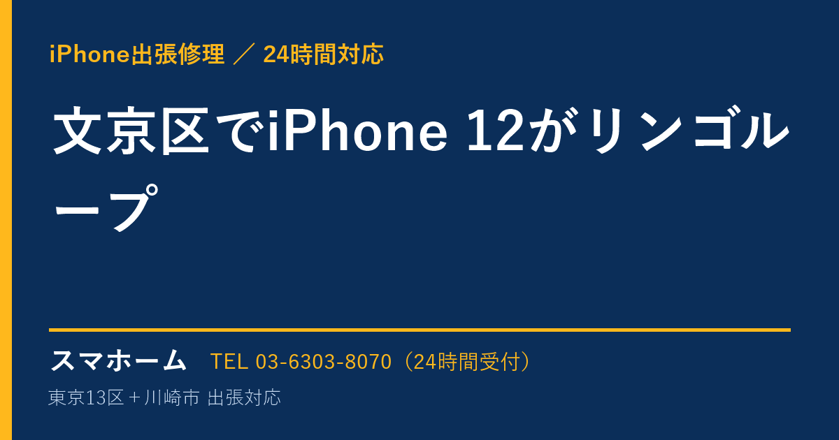 文京区でiPhone 12がリンゴループ｜iPhone出張修理スマホームの修理事例